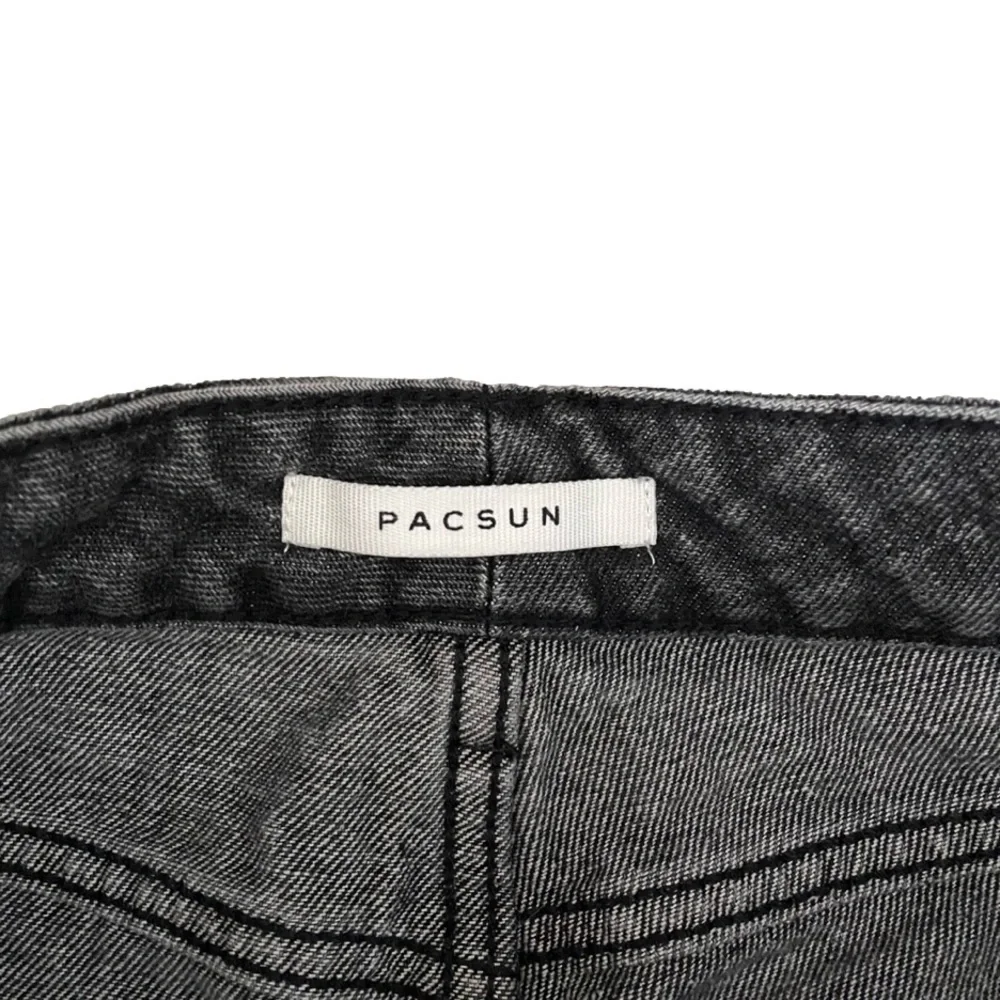 Pacsun Mom Denim Jeans 25 Dark Gray Straight Leg Whiskering Casual Pockets - Picture 4 of 8